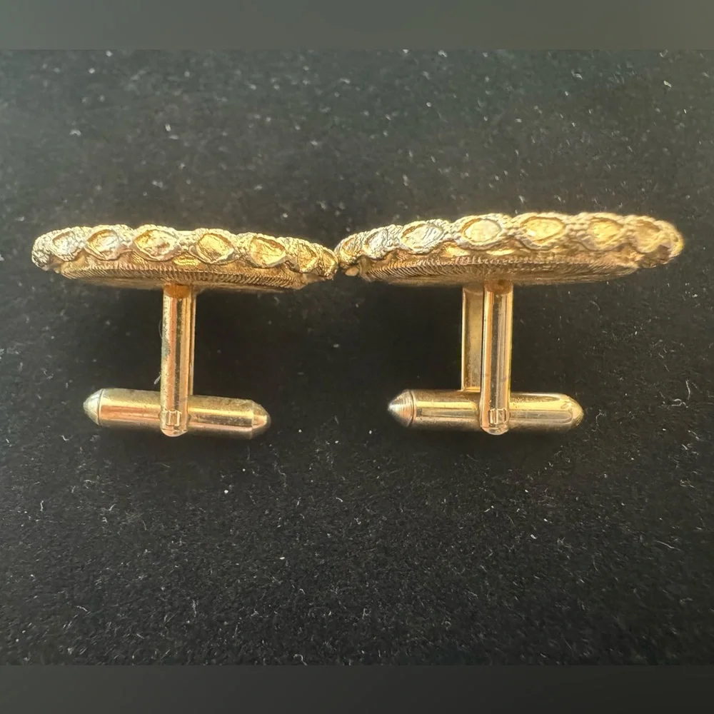 Swank Roman Janus Gold Plated Blue Cameo Cufflinks